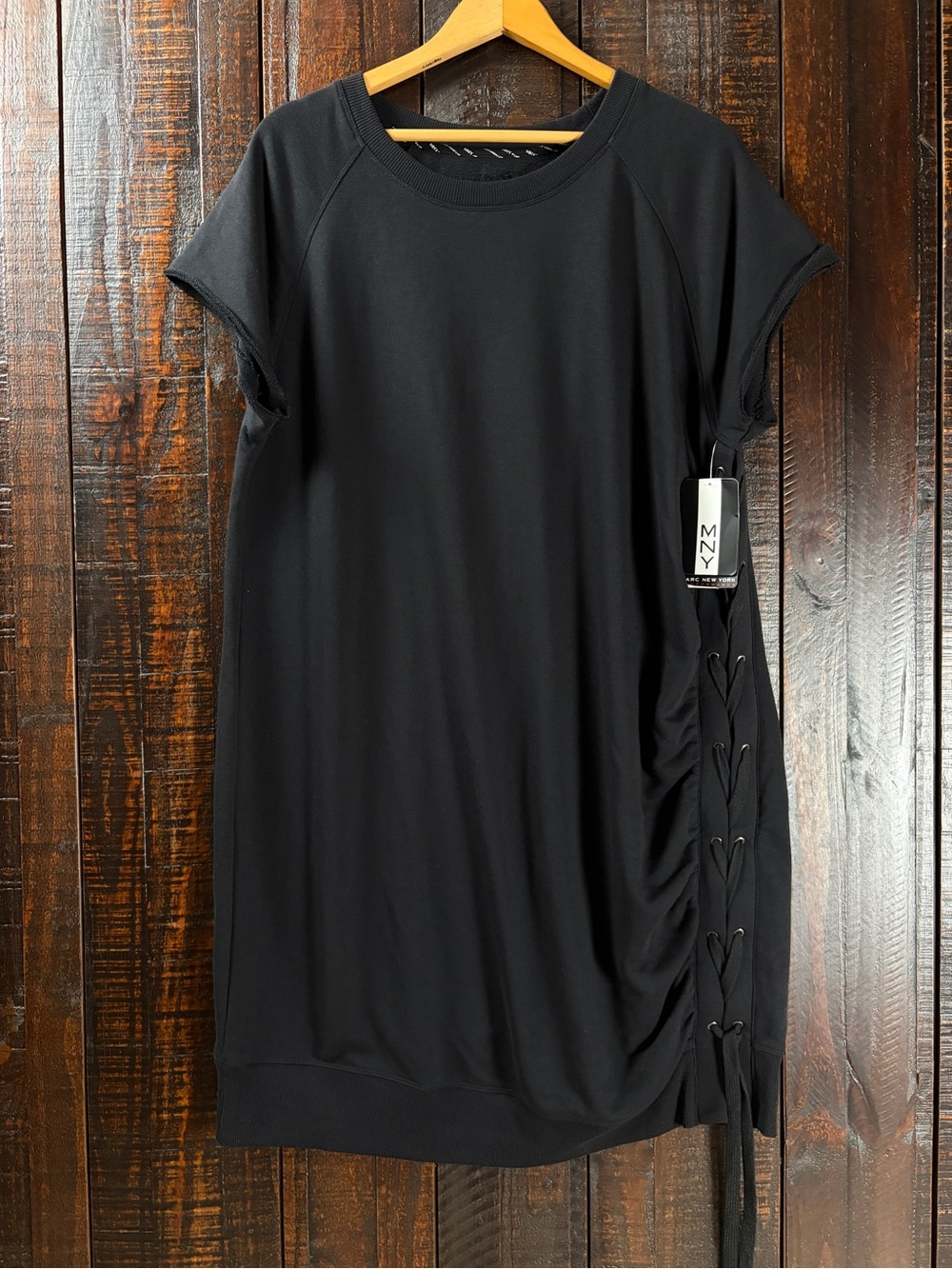 Marc New York Performance Black Lace-Up Side Dress 1X